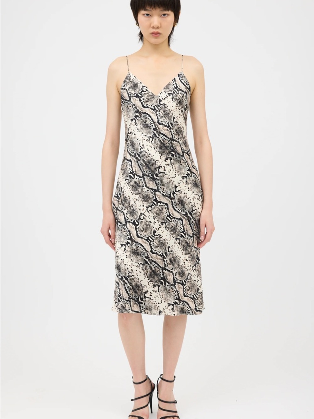 Cami NYC Blue and Brown Snake Print Slip Dress